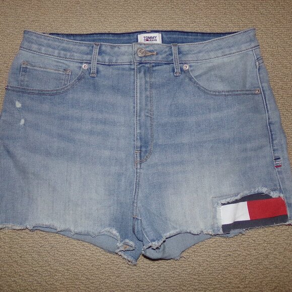 TOMMY HILFIGER FLAG LOGO HIGH RISE SHORT SZ 31 - Picture 1 of 5